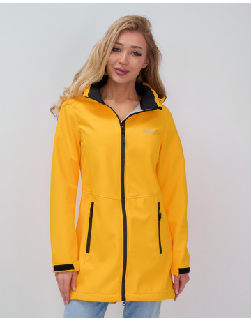Женская спортивная парка с капюшоном softshell, жёлтая, для активного отдыха в Тюмени
