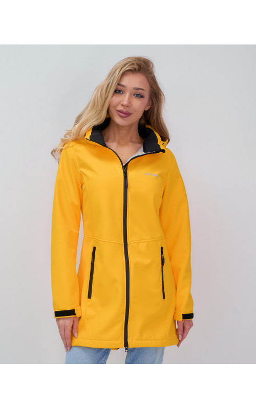 Женская спортивная парка с капюшоном softshell, жёлтая, для активного отдыха в Тюмени