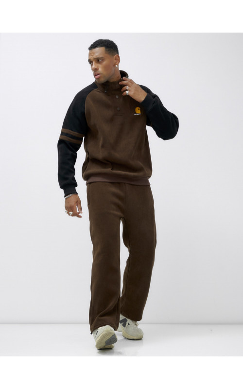 Мужской демисезонный спортивный костюм на флисе, коричневый, для спорта. в Тюмени