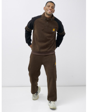 Мужской демисезонный спортивный костюм на флисе, коричневый, для спорта. в Тюмени