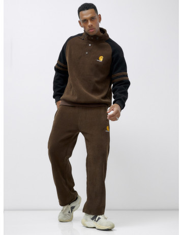 Мужской демисезонный спортивный костюм на флисе, коричневый, для спорта. в Тюмени