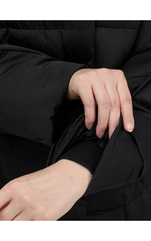 Женский модный пуховик с капюшоном, чёрный. в Тюмени