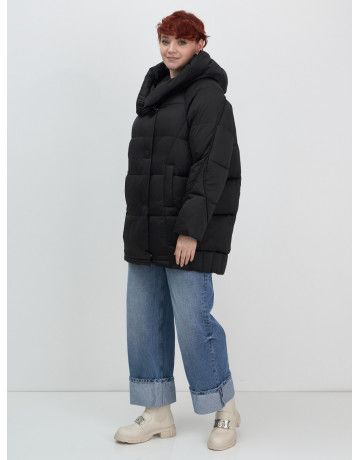 Женский модный пуховик с капюшоном, чёрный. в Тюмени