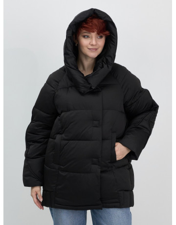Женский модный пуховик с капюшоном, чёрный. в Тюмени
