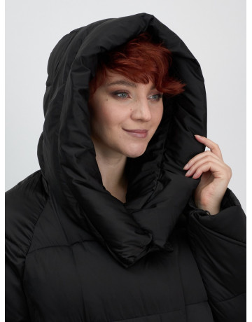 Женский модный пуховик с капюшоном, чёрный. в Тюмени