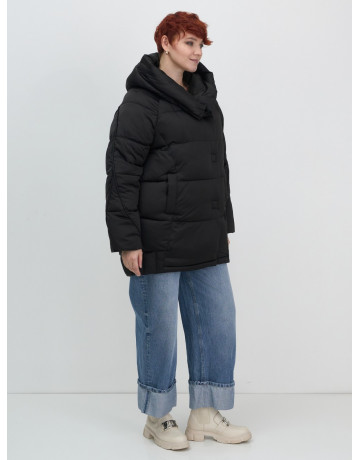 Женский модный пуховик с капюшоном, чёрный. в Тюмени