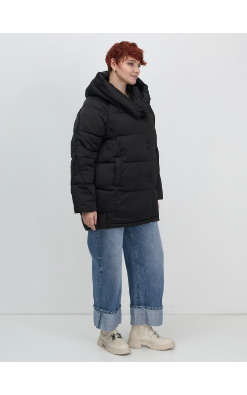 Женский модный пуховик с капюшоном, чёрный. в Тюмени