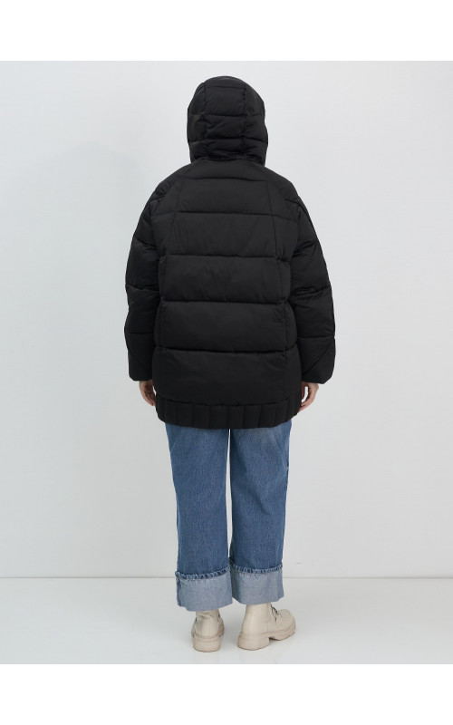 Женский модный пуховик с капюшоном, чёрный. в Тюмени