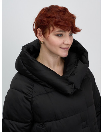 Женский модный пуховик с капюшоном, чёрный. в Тюмени
