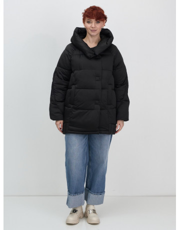 Женский модный пуховик с капюшоном, чёрный. в Тюмени