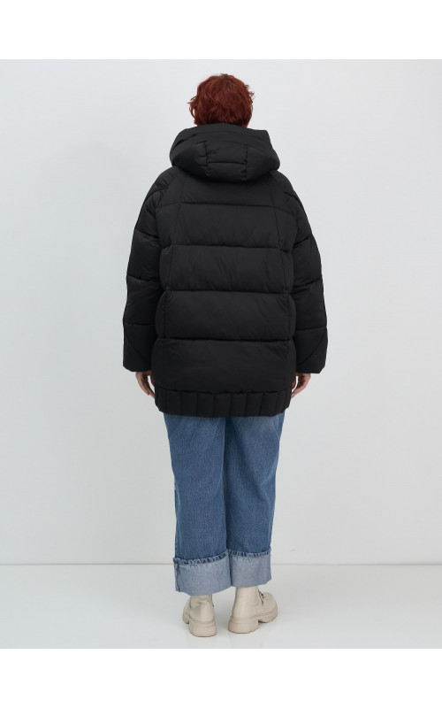 Женский модный пуховик с капюшоном, чёрный. в Тюмени