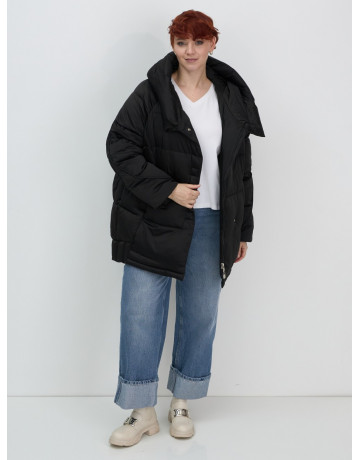 Женский модный пуховик с капюшоном, чёрный. в Тюмени