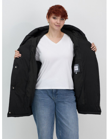 Женский модный пуховик с капюшоном, чёрный. в Тюмени