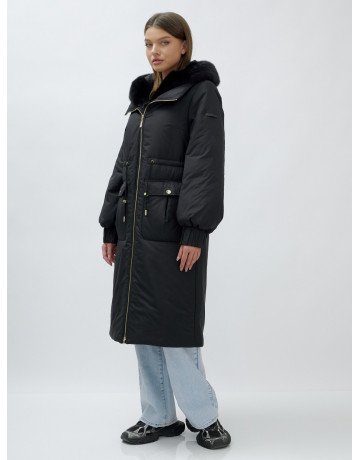 Длинный зимний пуховик с мехом норки для женщин