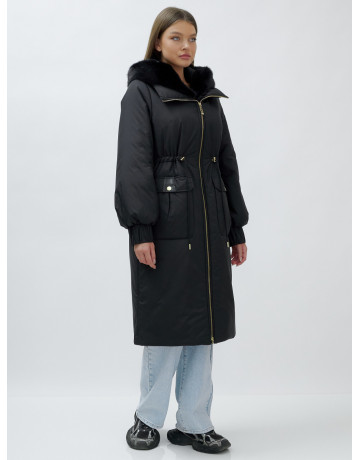 Длинный зимний пуховик с мехом норки для женщин