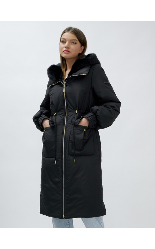 Длинный зимний пуховик с мехом норки для женщин