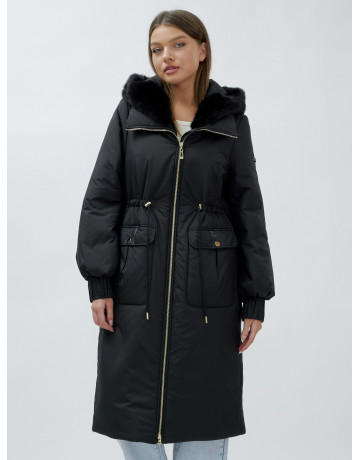 Длинный зимний пуховик с мехом норки для женщин
