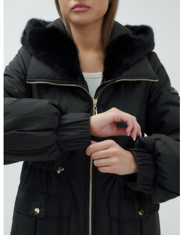 Длинный зимний пуховик с мехом норки для женщин