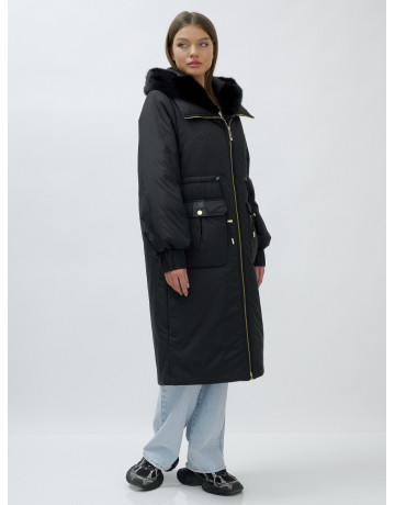 Длинный зимний пуховик с мехом норки для женщин