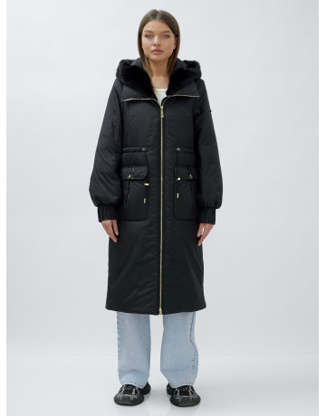 Длинный зимний пуховик с мехом норки для женщин