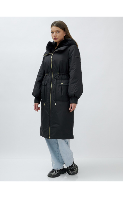 Длинный зимний пуховик с мехом норки для женщин