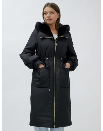 Длинный зимний пуховик с мехом норки для женщин