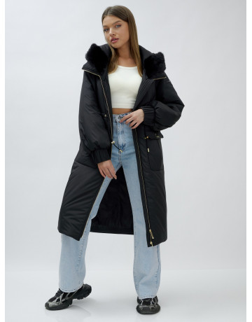 Длинный зимний пуховик с мехом норки для женщин