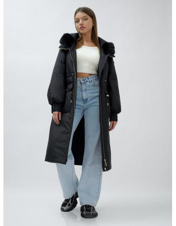 Длинный зимний пуховик с мехом норки для женщин
