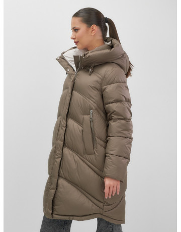 Длинный зимний пуховик с капюшоном для женщин