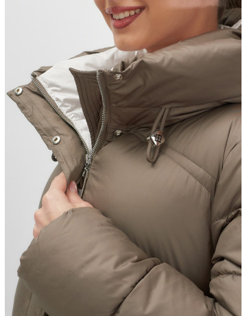 Длинный зимний пуховик с капюшоном для женщин