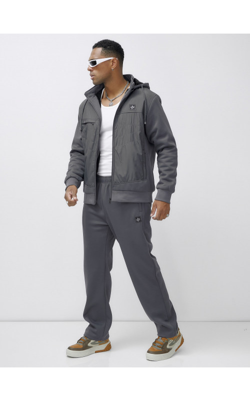 Мужской зимний спортивный костюм с начёсом, серый, для спорта в Тюмени