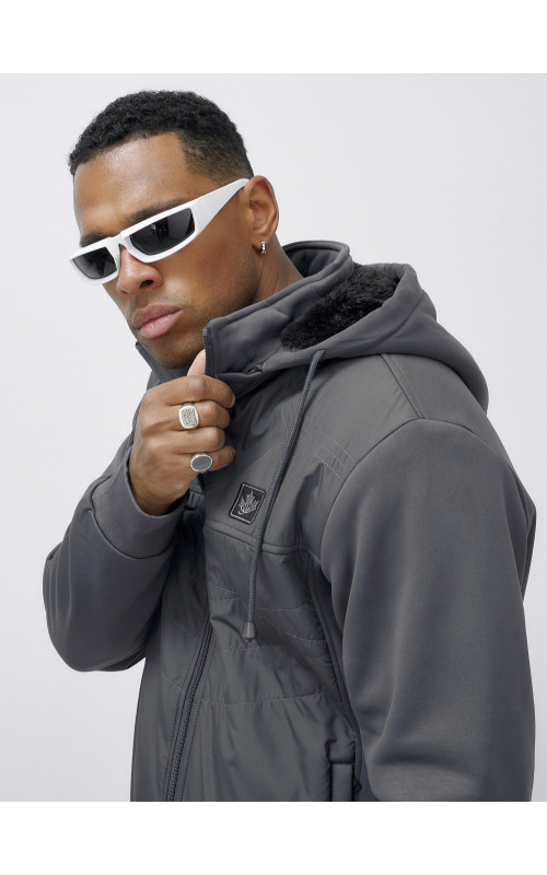 Мужской зимний спортивный костюм с начёсом, серый, для спорта в Тюмени