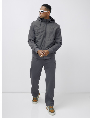 Мужской зимний спортивный костюм с начёсом, серый, для спорта в Тюмени