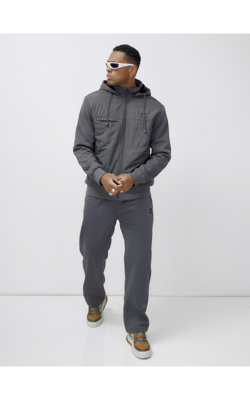 Мужской зимний спортивный костюм с начёсом, серый, для спорта в Тюмени