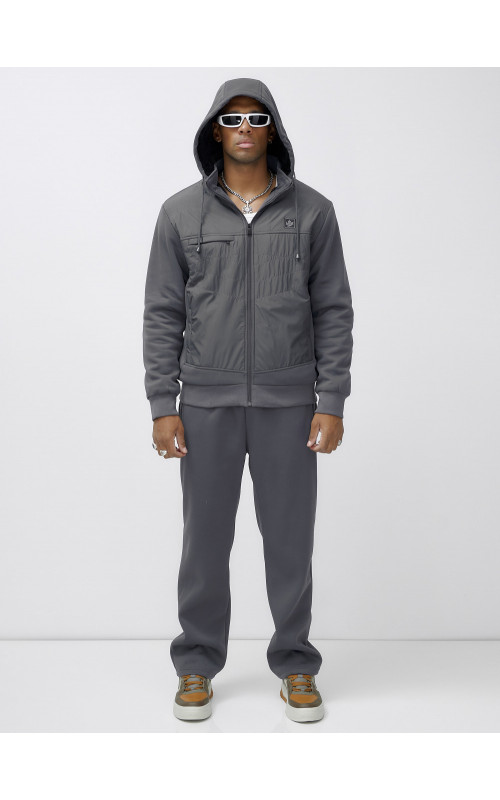 Мужской зимний спортивный костюм с начёсом, серый, для спорта в Тюмени