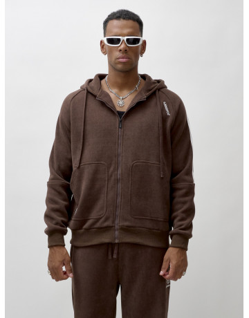 Мужской демисезонный спортивный костюм на флисе, коричневый, для спорта. в Тюмени