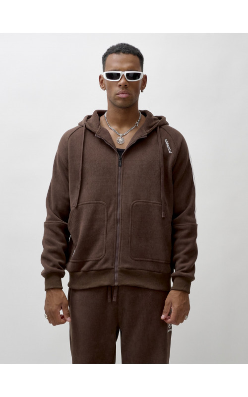 Мужской демисезонный спортивный костюм на флисе, коричневый, для спорта. в Тюмени