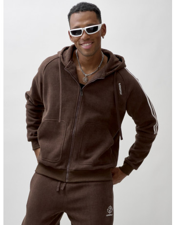 Мужской демисезонный спортивный костюм на флисе, коричневый, для спорта. в Тюмени