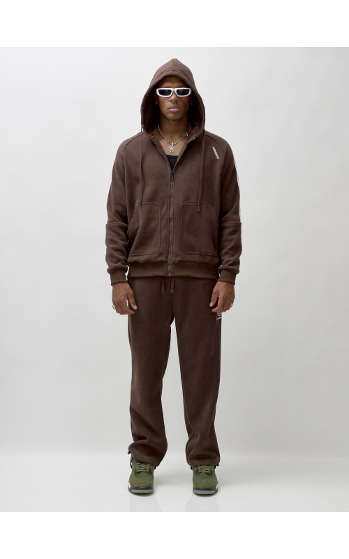 Мужской демисезонный спортивный костюм на флисе, коричневый, для спорта. в Тюмени