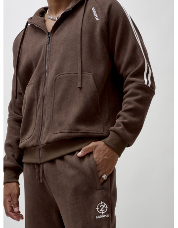 Мужской демисезонный спортивный костюм на флисе, коричневый, для спорта. в Тюмени