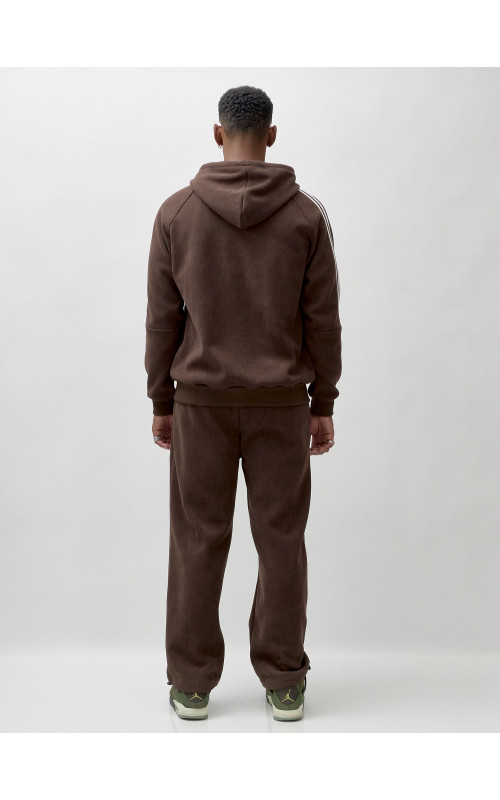 Мужской демисезонный спортивный костюм на флисе, коричневый, для спорта. в Тюмени