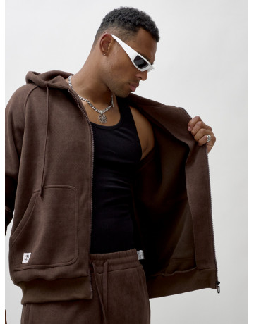 Мужской демисезонный спортивный костюм на флисе, коричневый, для спорта. в Тюмени