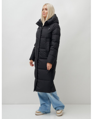 Длинный зимний пуховик с капюшоном для женщин