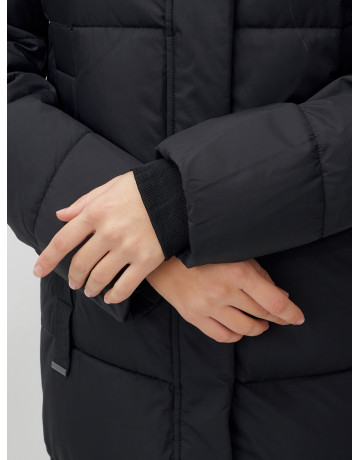 Длинный пуховик женский чёрный утеплённый с капюшоном. в Тюмени