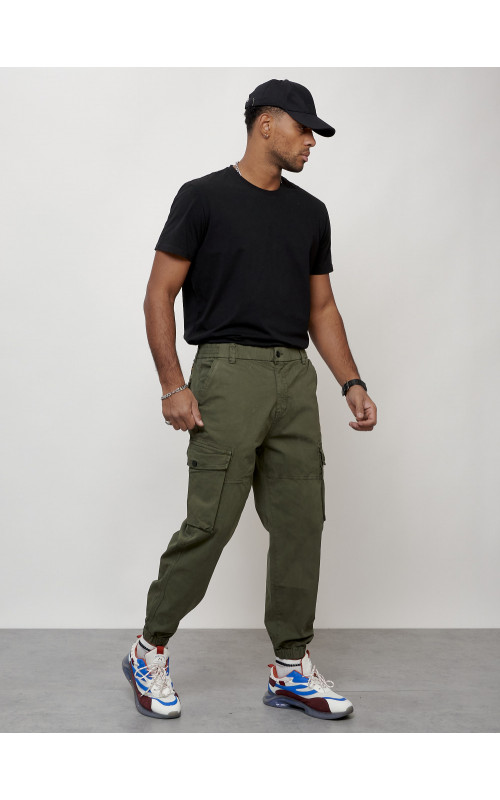 Мужские брюки карго с накладными карманами, хаки в Тюмени