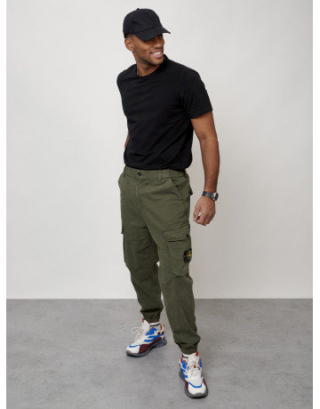 Мужские брюки карго с накладными карманами, хаки в Тюмени