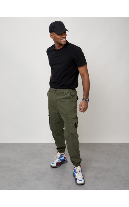 Мужские брюки карго с накладными карманами, хаки в Тюмени