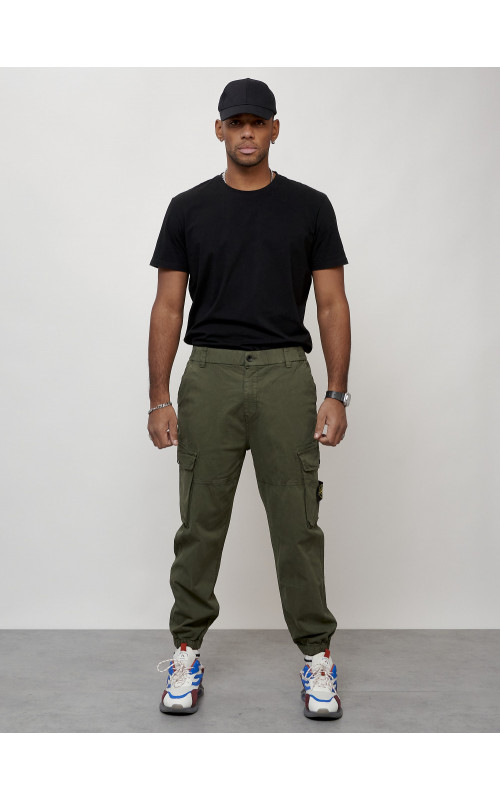 Мужские брюки карго с накладными карманами, хаки в Тюмени