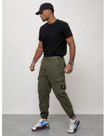 Мужские брюки карго с накладными карманами, хаки в Тюмени