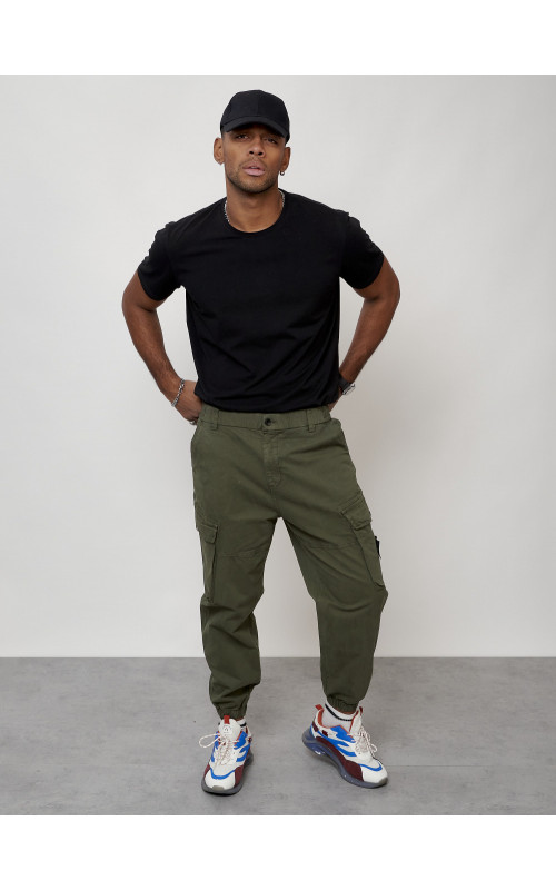 Мужские брюки карго с накладными карманами, хаки в Тюмени